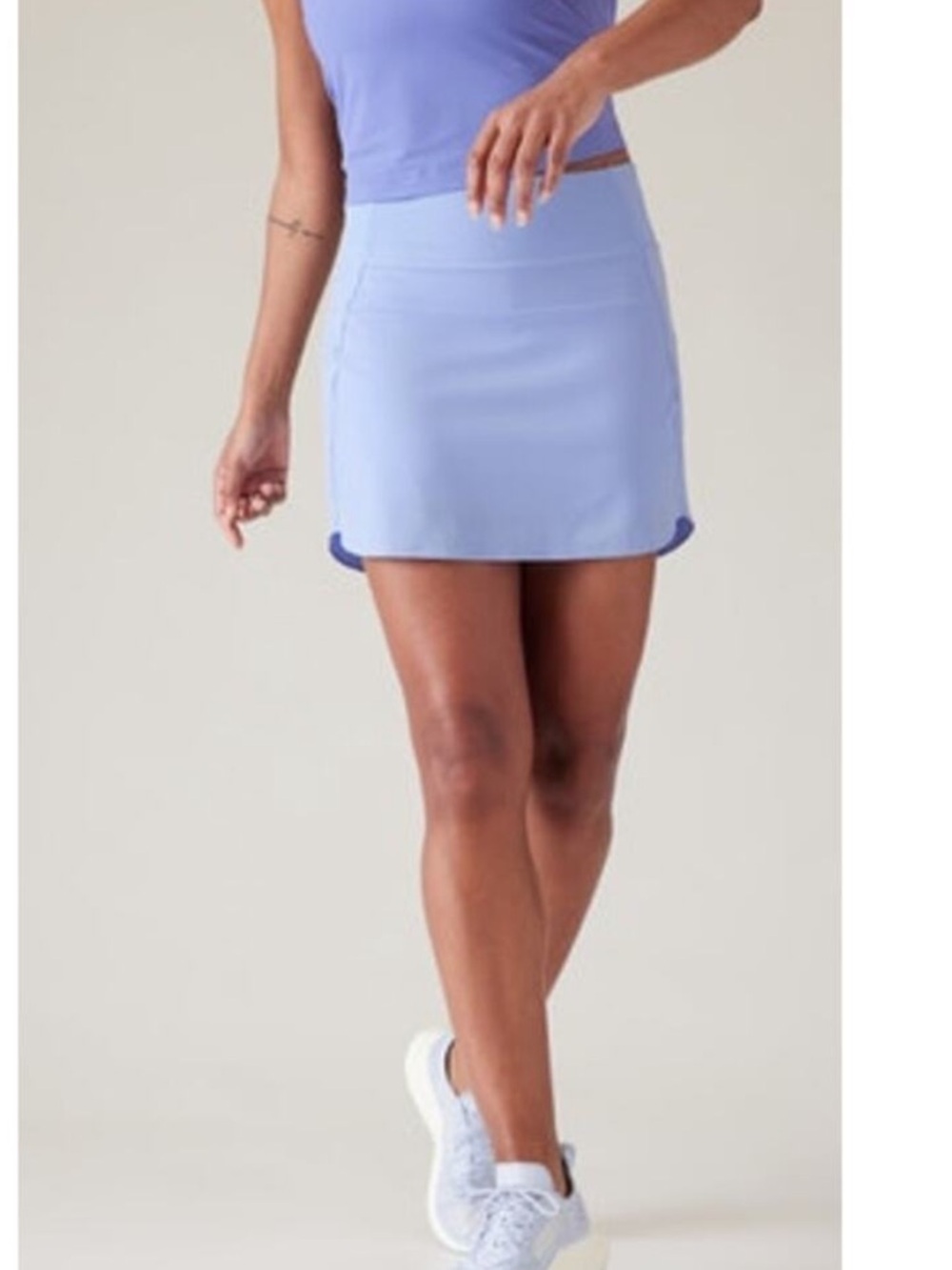 Athleta Run With It Skort EUC Blue Periwinkle Running Tennis Skirt Sz L Athletic